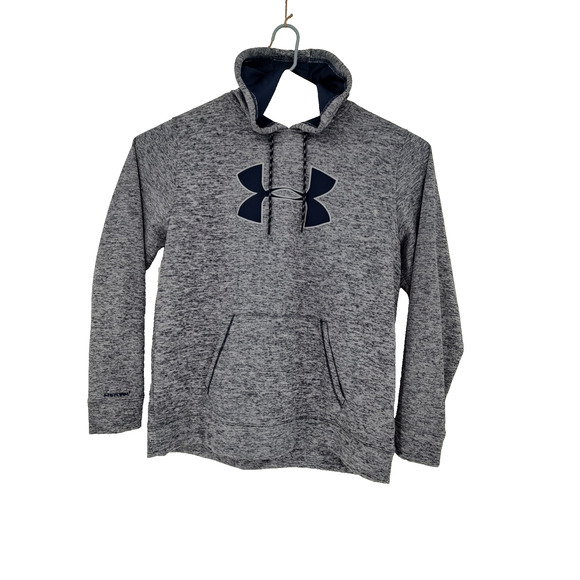 Under Armour Men Gray Blue Sweat Hoodie Loose Fit Storm Fleece SZ-XL Drawstring - Picture 2 of 7